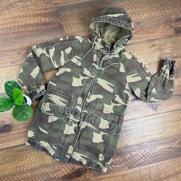 LEVI S Camo cargo oversized parka jacket bubble Trench canvas military coat - Picture 1 of 9
